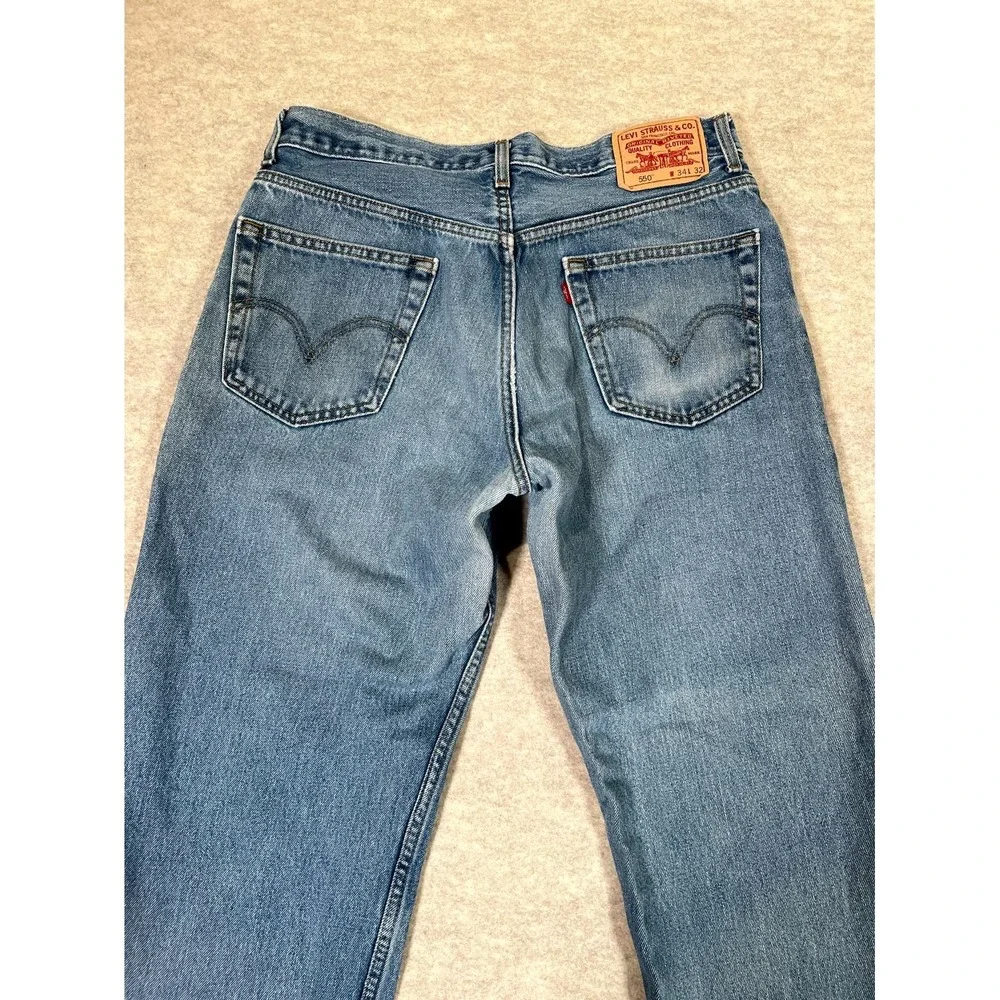 Levi's 550 Authentic Relaxed Fit Jeans Mens 34x30 Blue Denim Cotton‎ Casual Wear